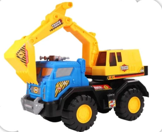 Retro excavadora Amarilla con azul